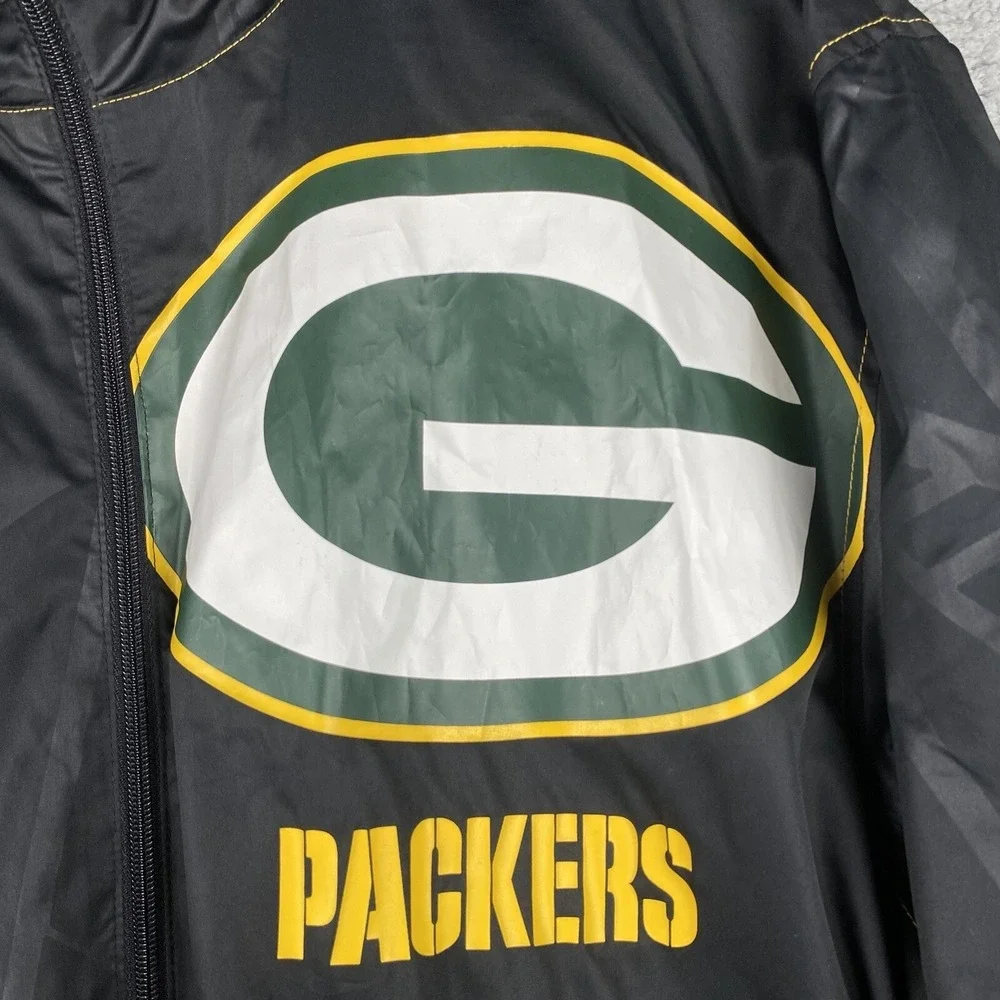 Reebok Green Bay Packers Rain Jacket Mens XL Windbreaker NFL Full Zip Hooded